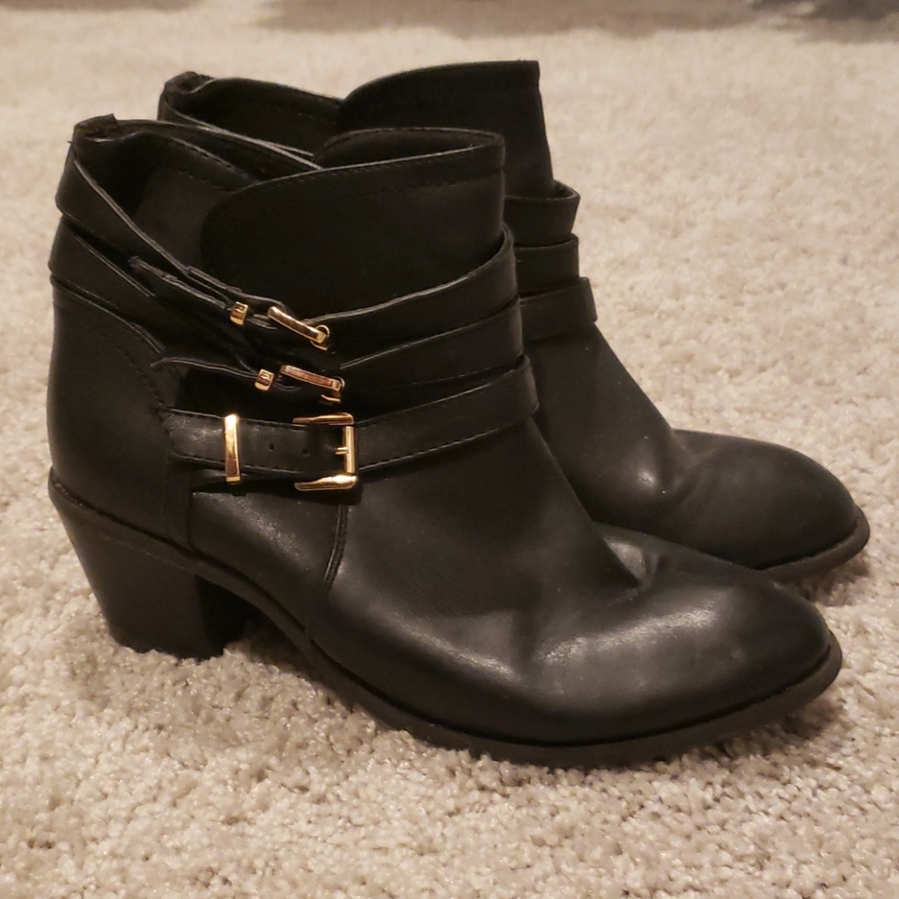 ANNA Black Block Heel Boot
